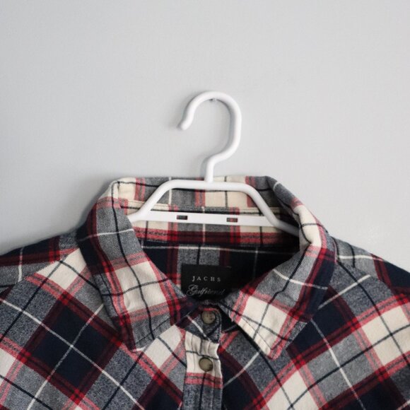 Jachs Girlfriend Womens Sz XL Plaid Snap Button Flannel Comfy Fleece Sweater - Picture 4 of 12